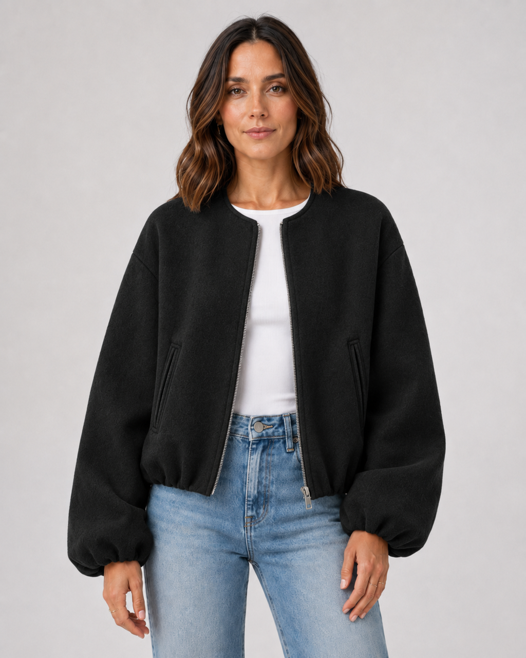 Blouson aviateur court en mélange de laine pour femme | Coxwold