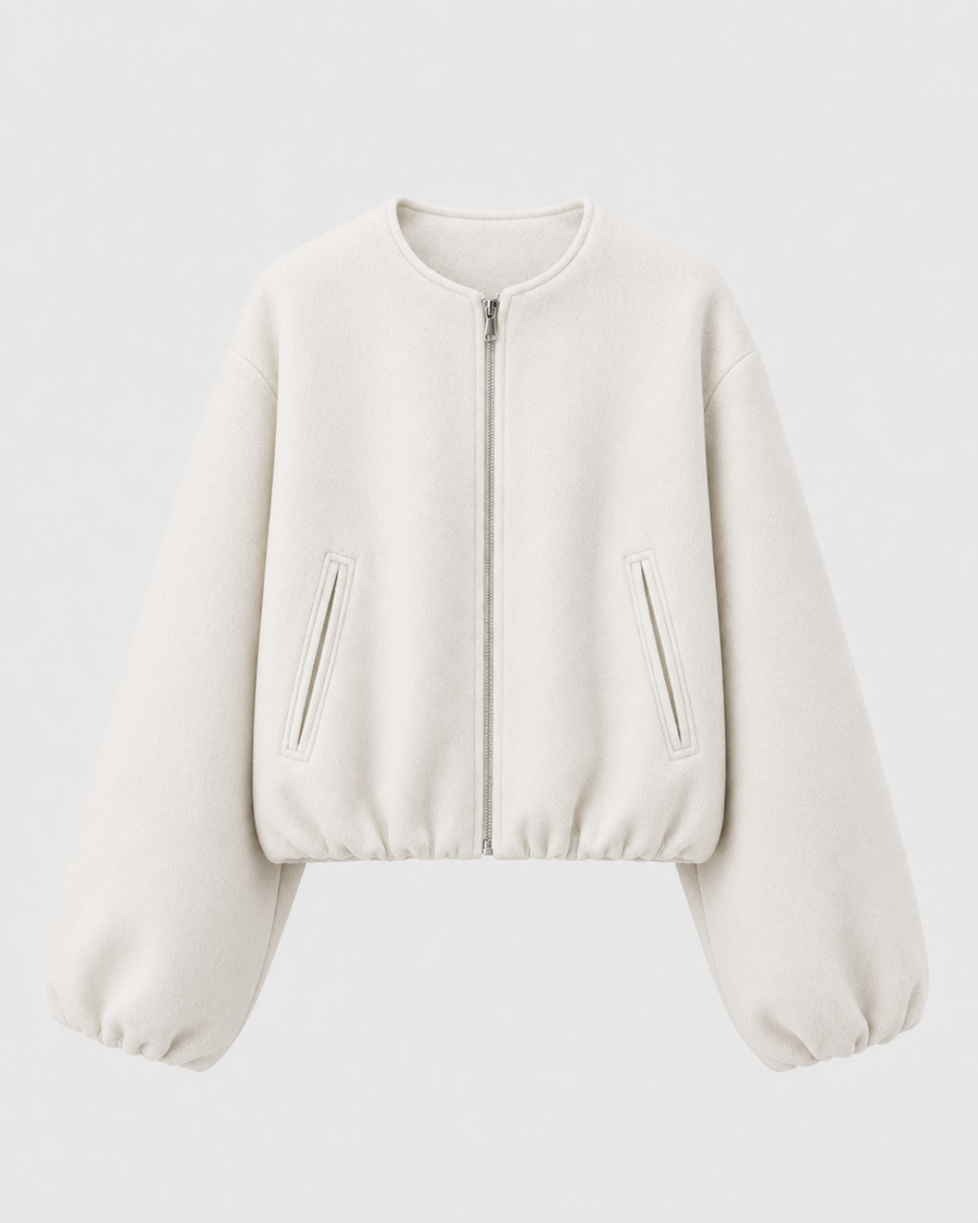 Women's Wool Blend Cropped Bomber Jacket | Coxwold