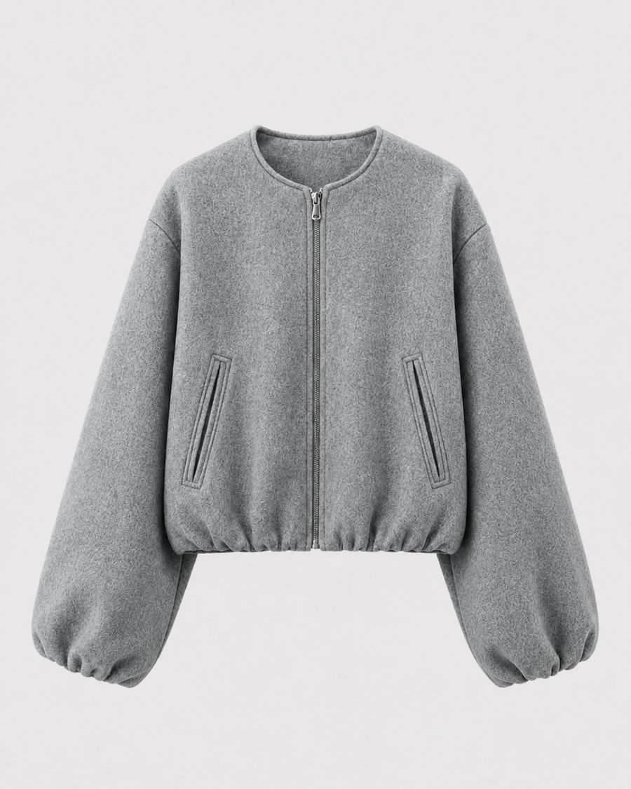 Women's Wool Blend Cropped Bomber Jacket | Coxwold