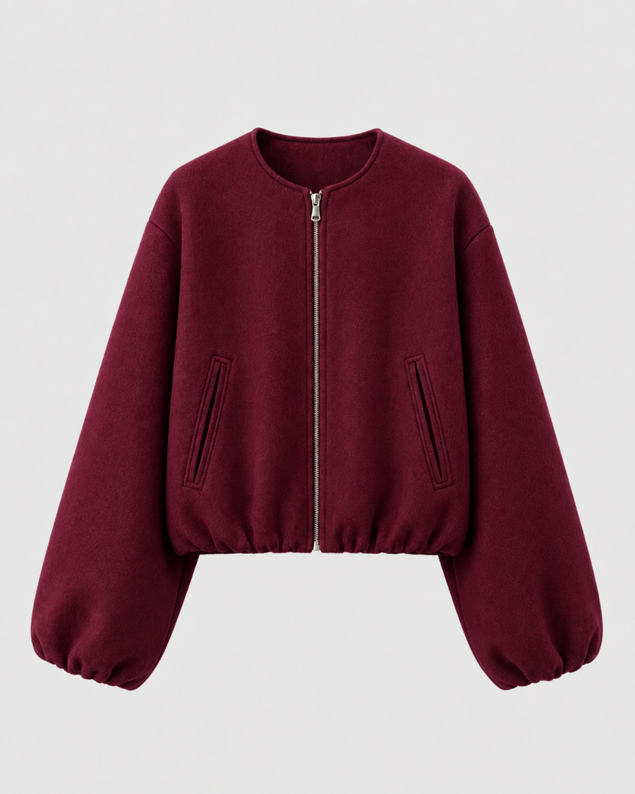Women's Wool Blend Cropped Bomber Jacket | Coxwold