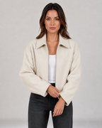 Women's Cropped Zip-Up Collared Jacket | Thirsk