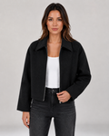 Women's Cropped Zip-Up Collared Jacket | Thirsk