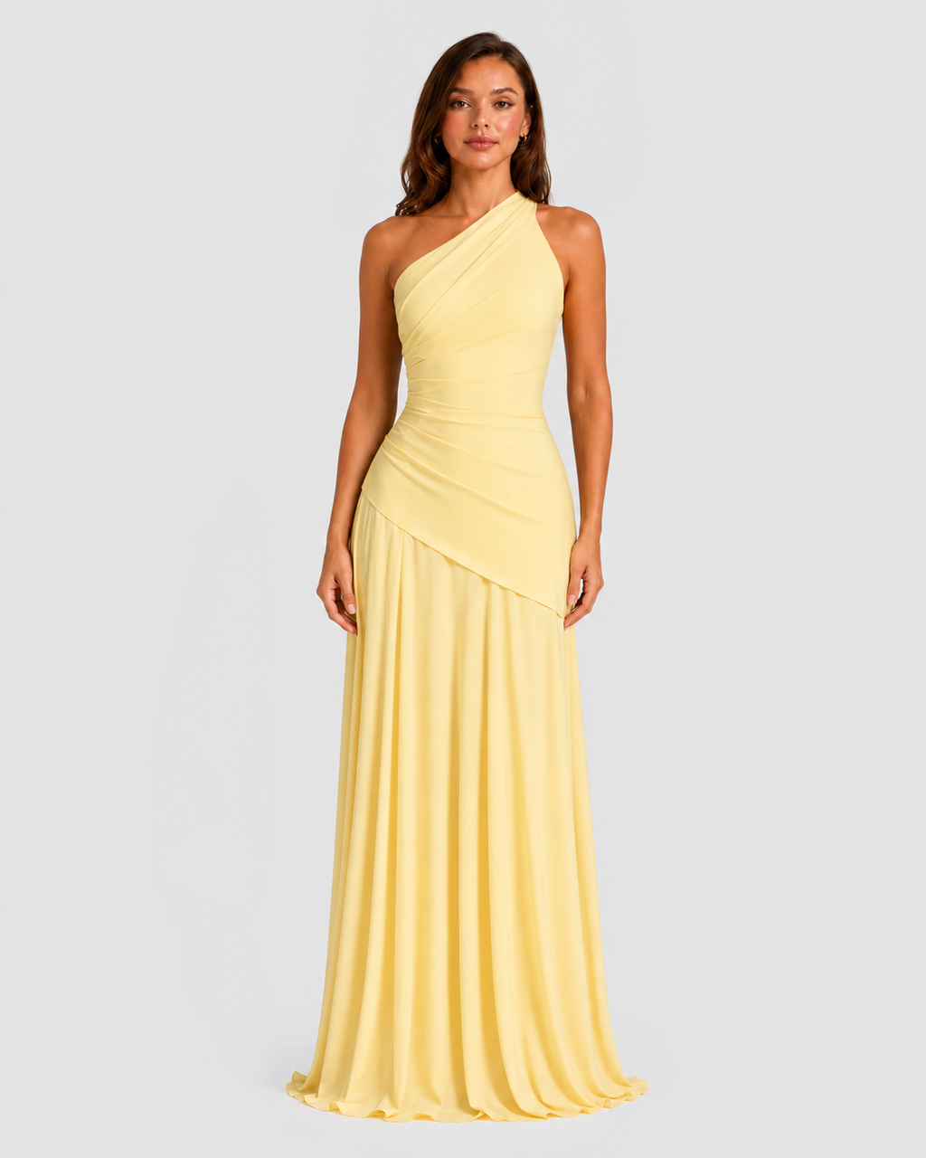 Women’s Draped Chiffon Gown with Lace-Up Back