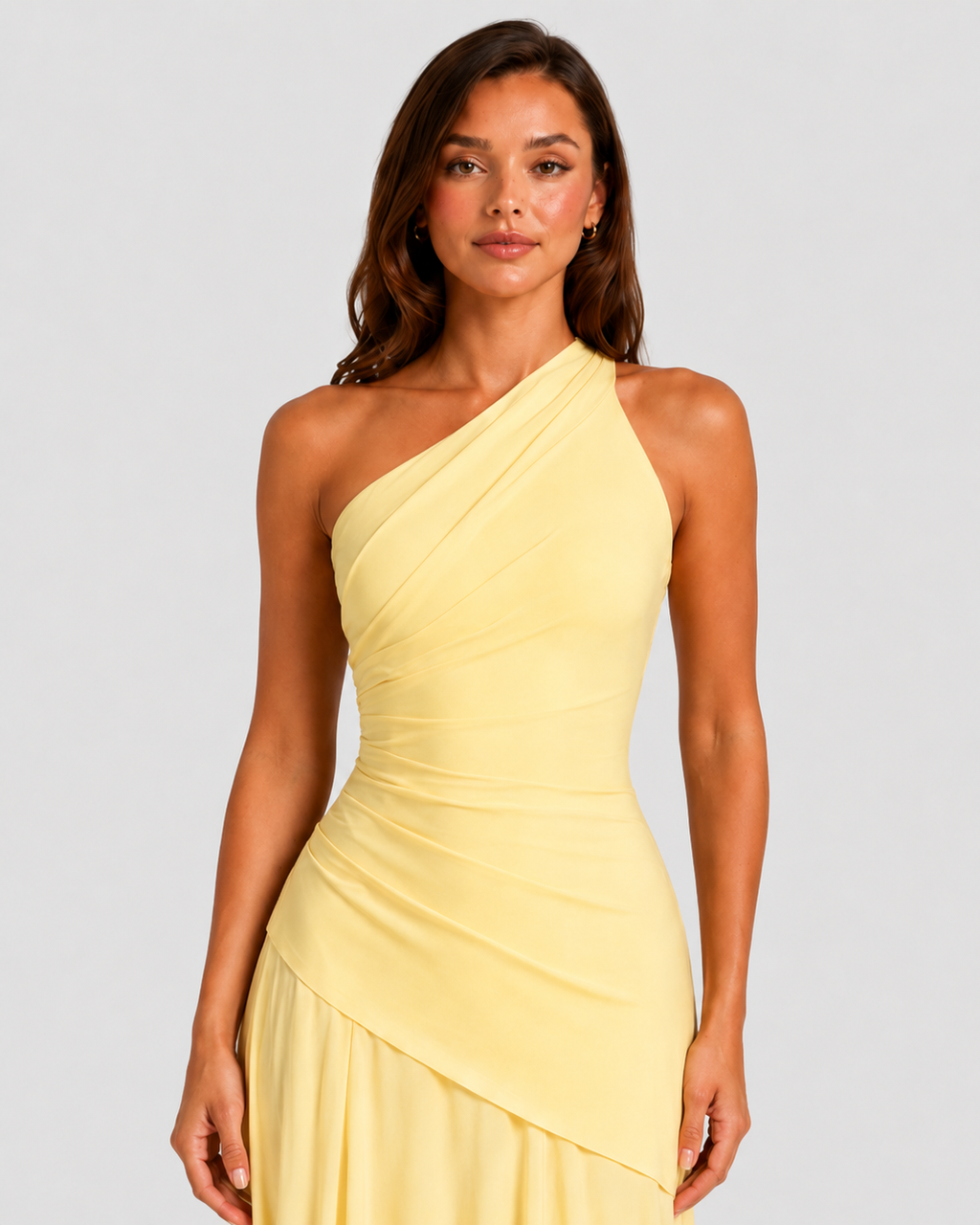 Women’s Draped Chiffon Gown with Lace-Up Back