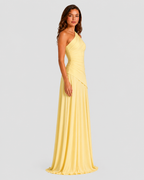Women’s Draped Chiffon Gown with Lace-Up Back