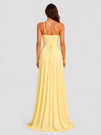 Women’s Draped Chiffon Gown with Lace-Up Back