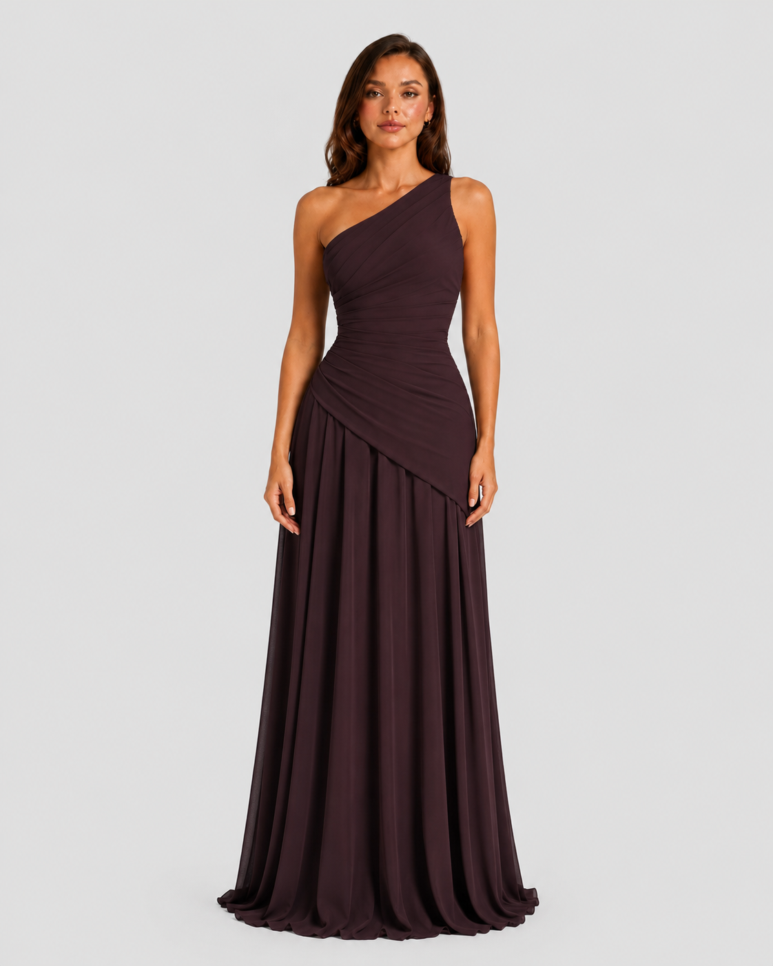 Women’s Draped Chiffon Gown with Lace-Up Back