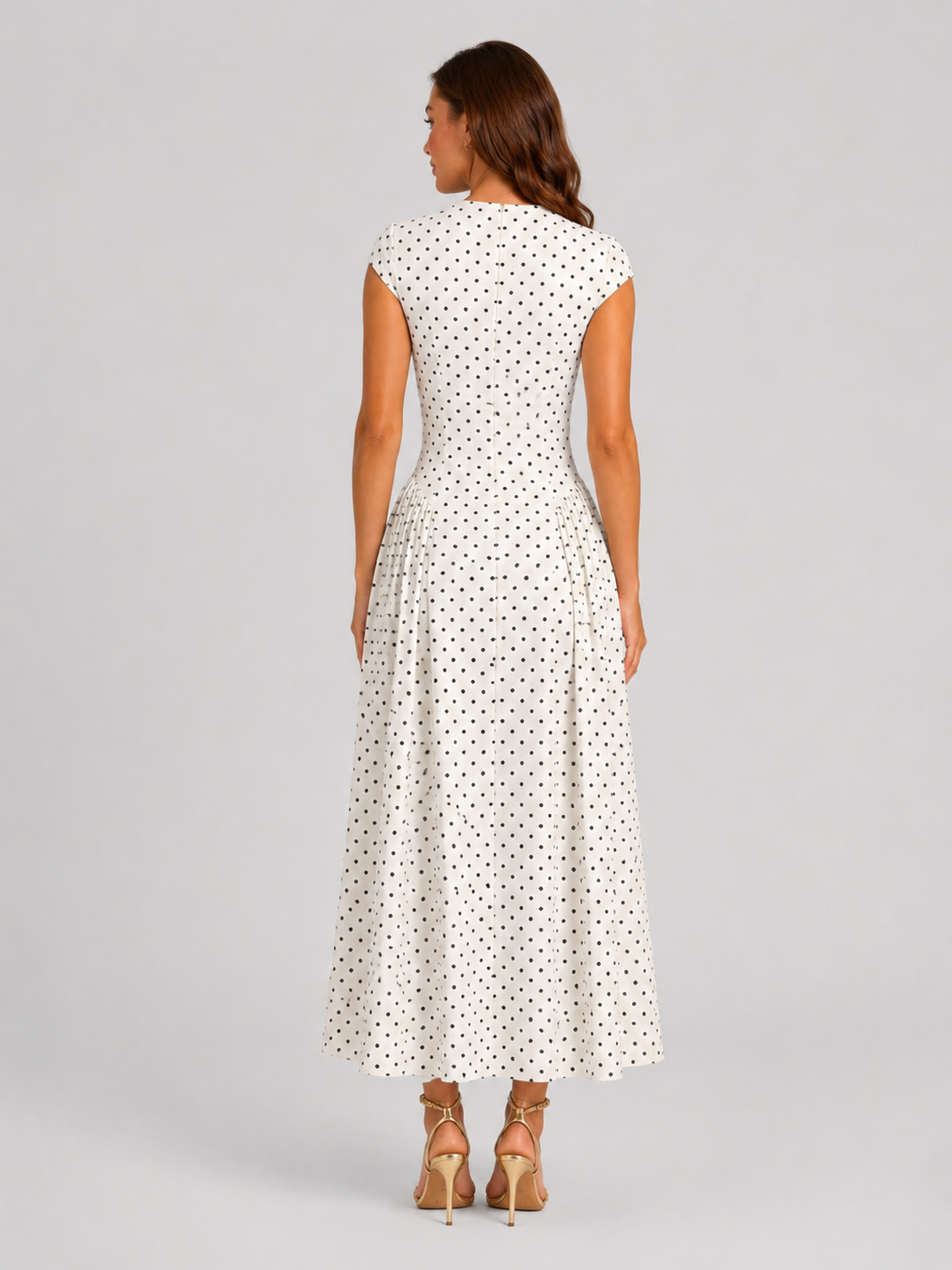 Women’s High Neck Polka Dot Maxi Dress