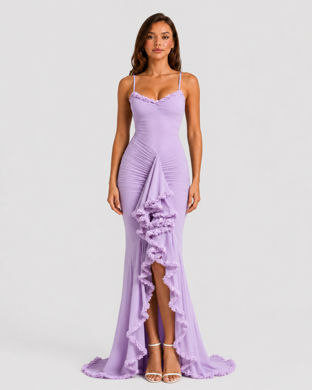 Women’s High Split Ruffle Maxi Dress