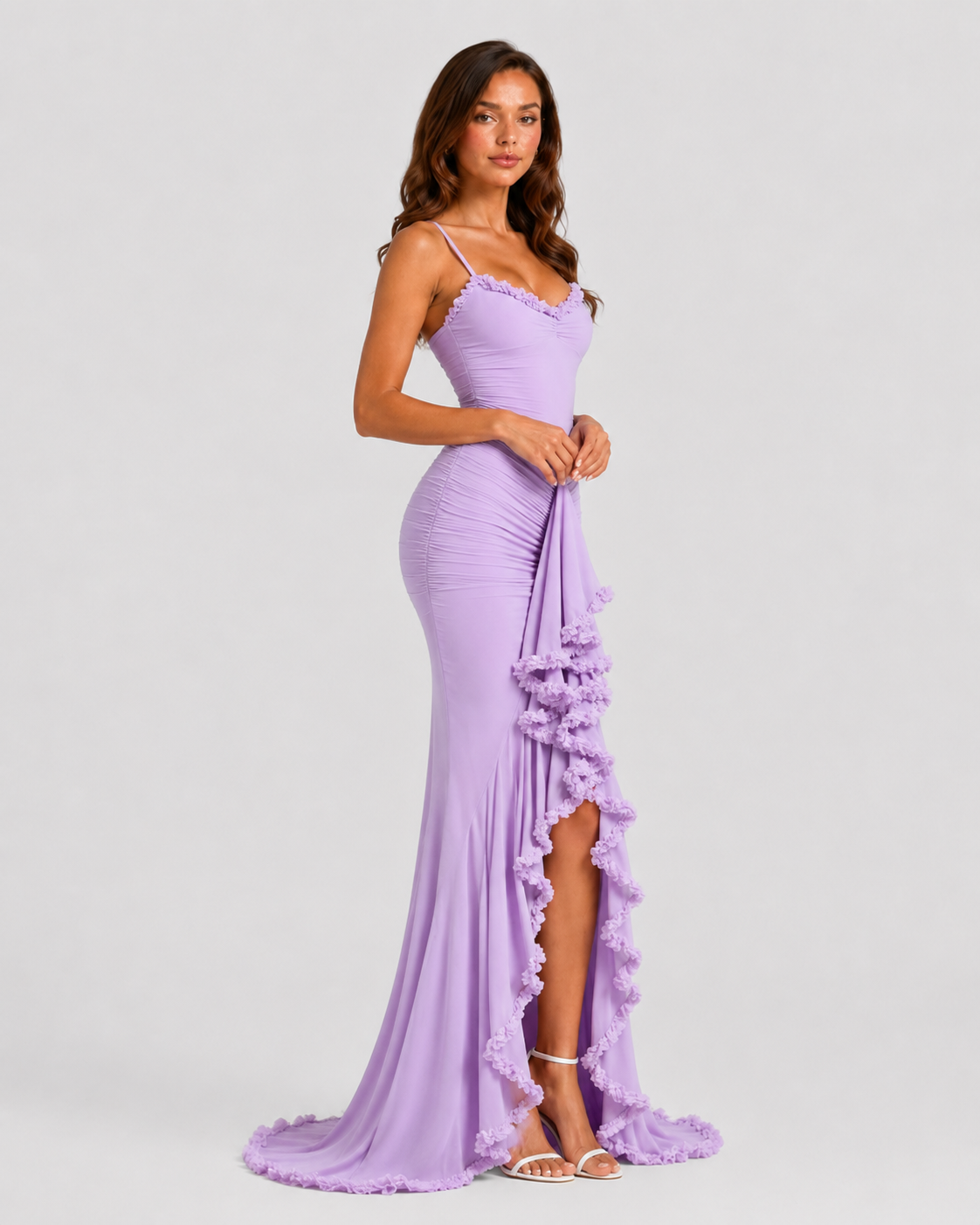 Women’s High Split Ruffle Maxi Dress