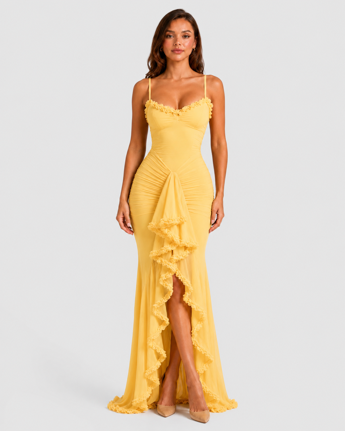 Women’s High Split Ruffle Maxi Dress