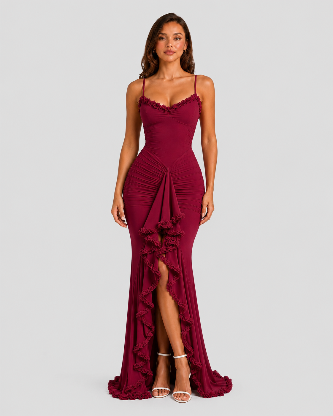 Women’s High Split Ruffle Maxi Dress