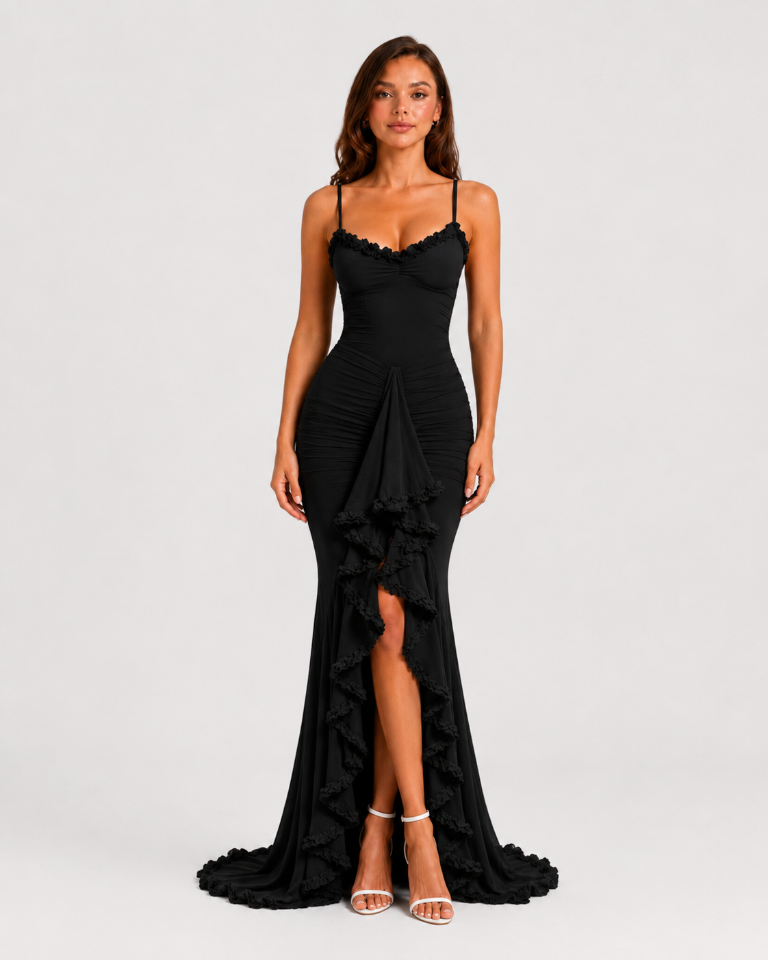 Women’s High Split Ruffle Maxi Dress