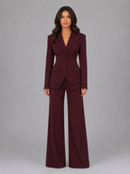 Women's tailored three-piece suit with wide-leg trousers