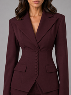 Women's tailored three-piece suit with wide-leg trousers