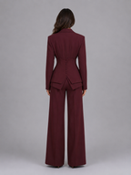Women's tailored three-piece suit with wide-leg trousers