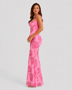 Women’s Tie Shoulder Maxi Dress with Floral Embroidery