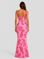 Women’s Tie Shoulder Maxi Dress with Floral Embroidery