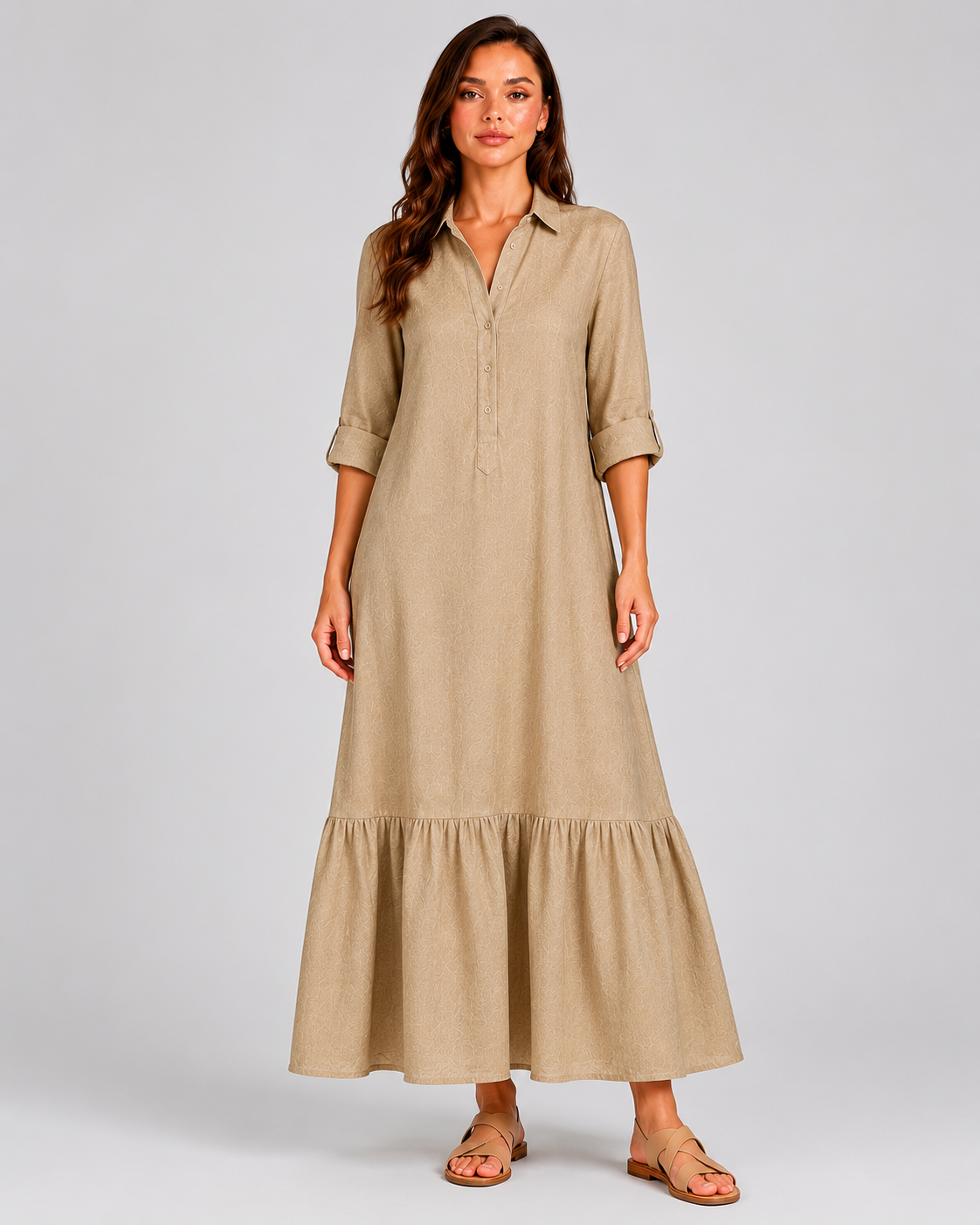 Women’s Tiered Maxi Shirt Dress
