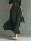 Elvira | Pleated long dress with a lapel and high waist