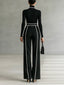 Emma | Elegant two-piece set with a high neck and wide-leg pants