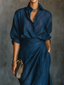 Cielo | Deep Blue Draped Maxi Dress