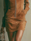 Harper | Suede Zip Mini Dress