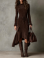 Isla | Suede Midi Dress with Tie Waist