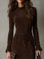 Isla | Suede Midi Dress with Tie Waist