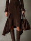 Isla | Suede Midi Dress with Tie Waist