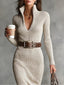 Clara - Knitted dress with a mock turtleneck and belt