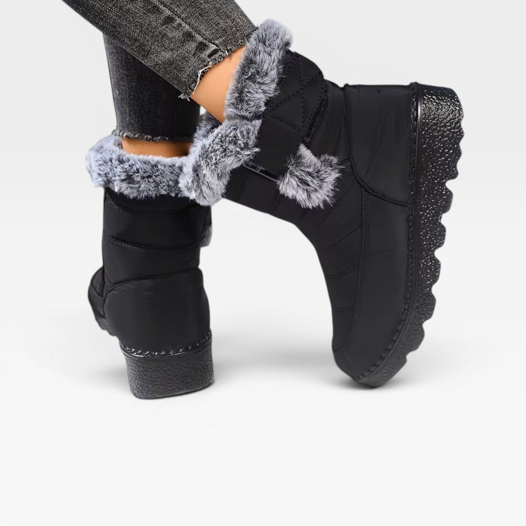 Women's Waterproof Quilted Snow Boots with Faux Fur — view 3