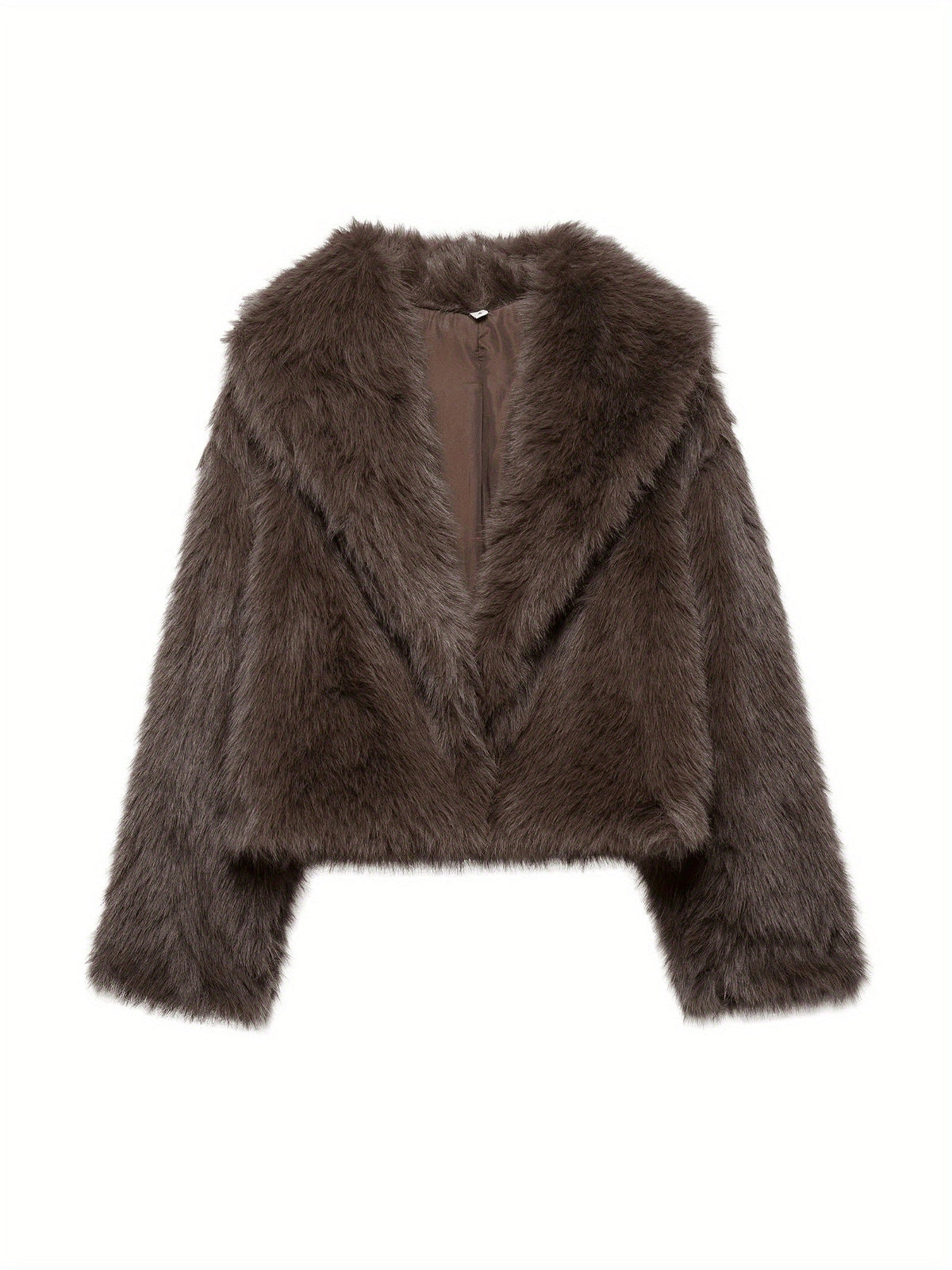 Women's loose-fit plush-lined faux fur jacket