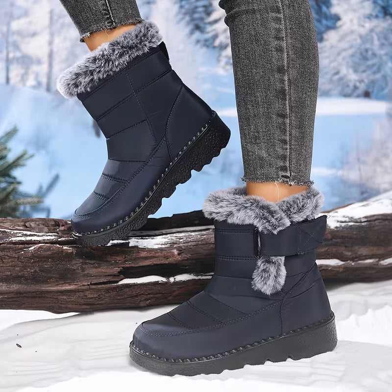 Women's Waterproof Quilted Snow Boots with Faux Fur — view 11