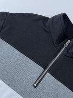 Men's colour-block long sleeve quarter-zip polo