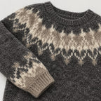 Women's Nordic Pattern Jumper in Charcoal | Hawnby – detail view