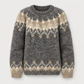Women's Nordic Pattern Jumper in Grey | Hawnby – front view