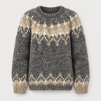 Women's Nordic Pattern Jumper in Grey | Hawnby – front view