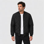 Men's Diamond Quilted Bomber Jacket in Black | Upton – front view