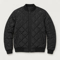Men's Diamond Quilted Bomber Jacket in Black | Upton – front view