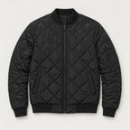 Men's Diamond Quilted Bomber Jacket in Black | Upton – front view