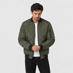 Men's Diamond Quilted Bomber Jacket in Green | Upton – front view