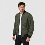 Men's Diamond Quilted Bomber Jacket in Green | Upton – side view