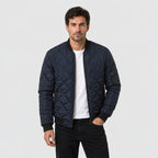 Men's Diamond Quilted Bomber Jacket in Navy | Upton – front view