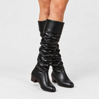 Women's slouchy knee-high boots in Black | Lydlinch – front view