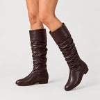 Women's slouchy knee-high boots in Dark Brown | Lydlinch – side view