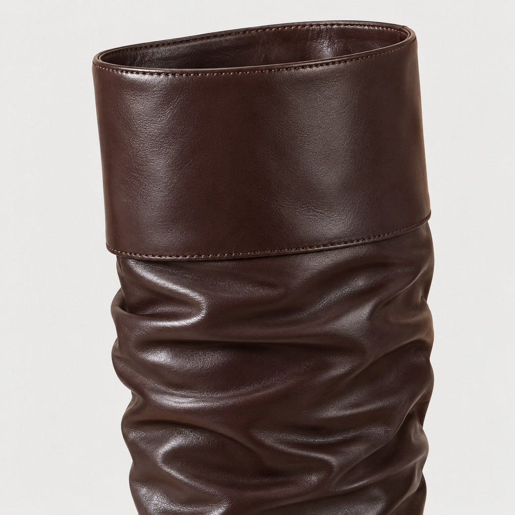 Women's slouchy knee-high boots in Dark Brown | Lydlinch – detail view