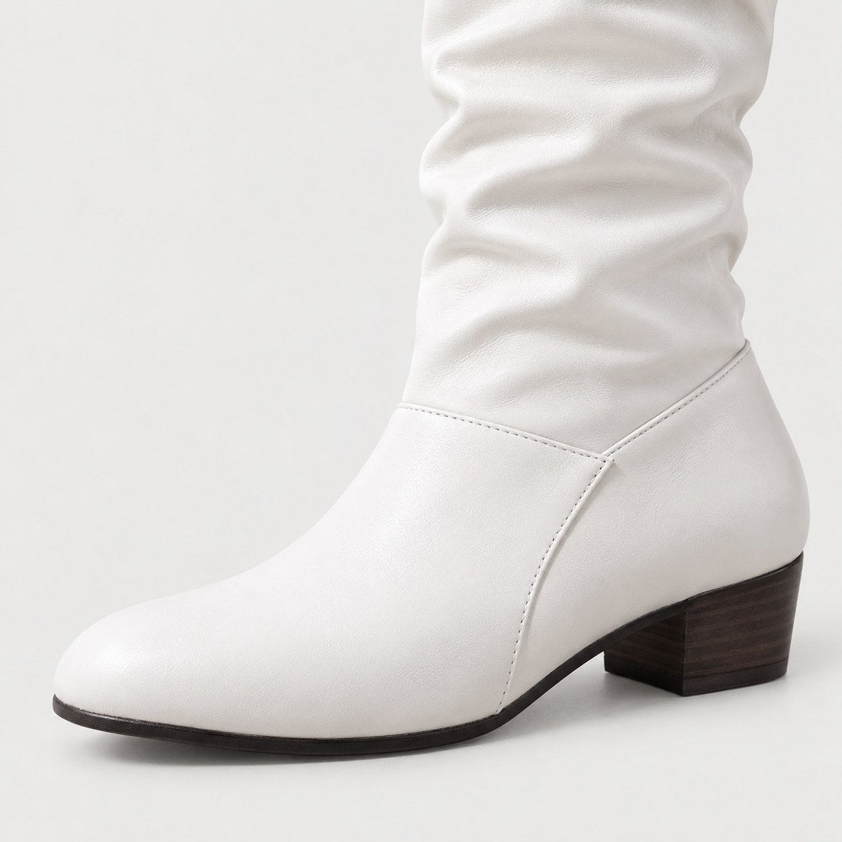 Women's slouchy knee-high boots in White | Lydlinch – detail view