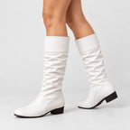 Women's slouchy knee-high boots in White | Lydlinch – side view