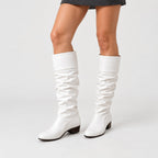 Women's slouchy knee-high boots in White | Lydlinch – front view